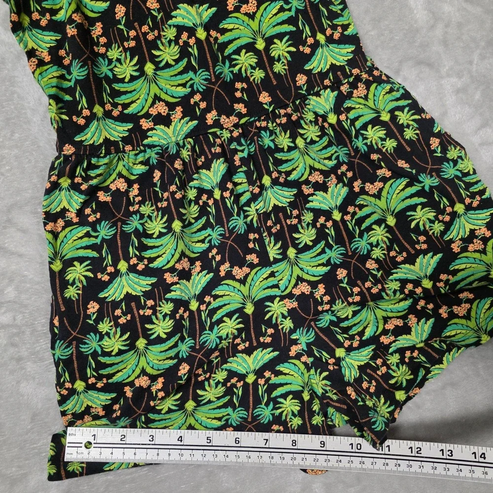 Old Navy Romper Girls‎ Large 10-12 Black Tropical Palm Tree Print Cotton